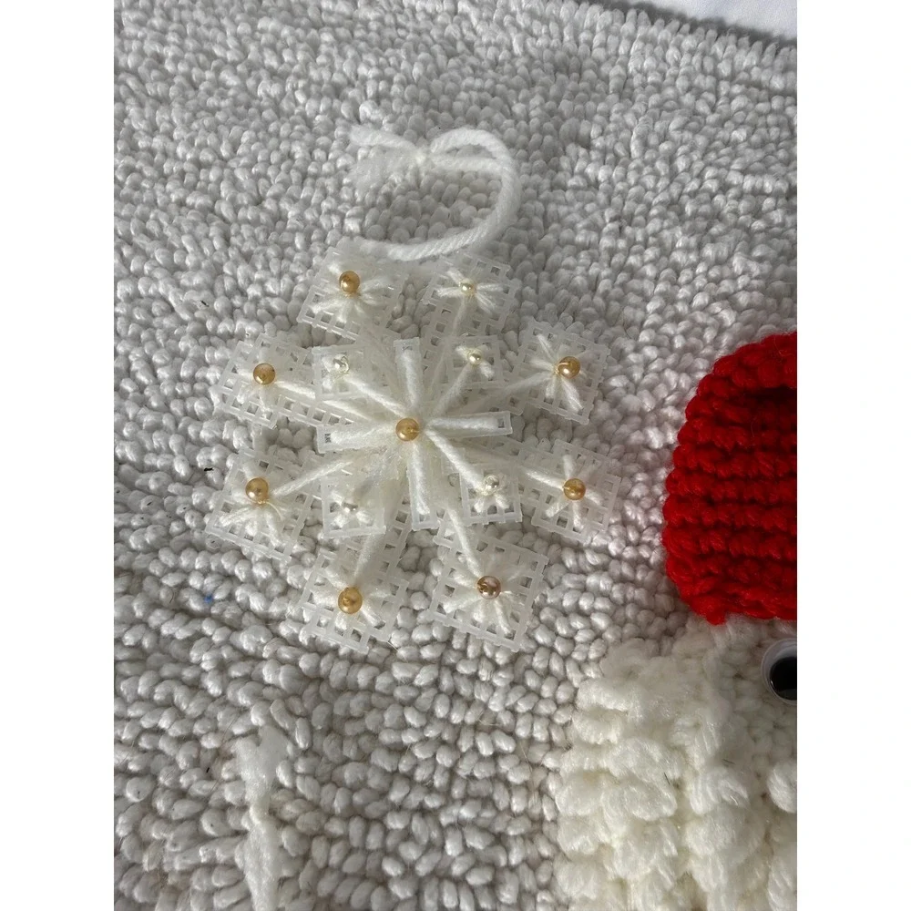 VTG Handmade Crochet Christmas Ornaments 9 pc Lot Santa‎ Boots Angel Snowflake